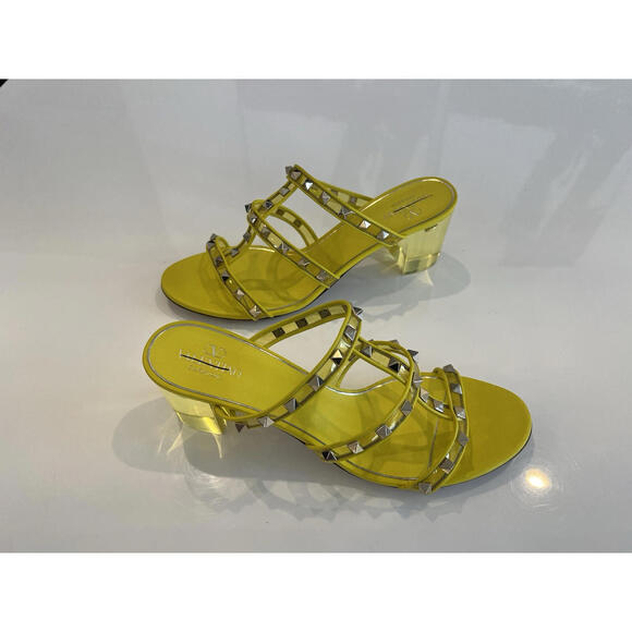 $1150 VALENTINO Garavani Platinum Rockstud Open Toe Plexi Heel Sandals Size 42 - Picture 5 of 16